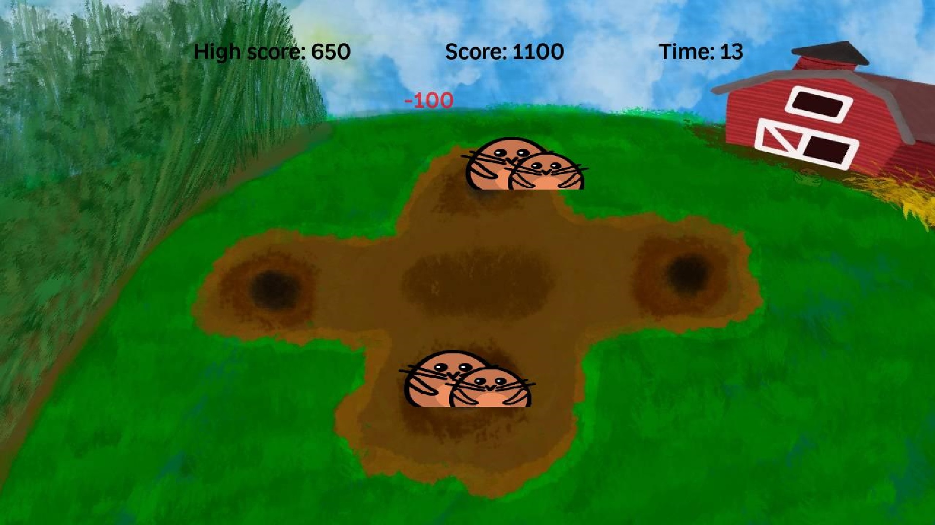 The farm level from Whack 'em Moles for Roku devices